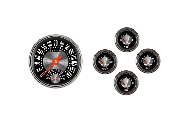 GAUGE SET BLK/BRUSHED