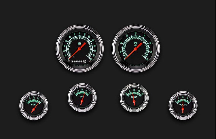 G-Stock Series 6-Gauge Set 3-3/8" Elec Speedometer (140 mph)