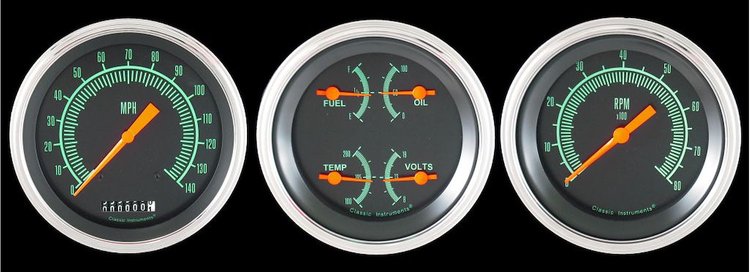 G-Stock Series 3-Gauge Set 3-3/8" Electrical Speedometer (140 mph)