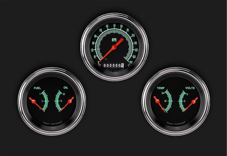G-Stock Series 3-Gauge Set 3-3/8" Electrical Speedometer (140 mph)