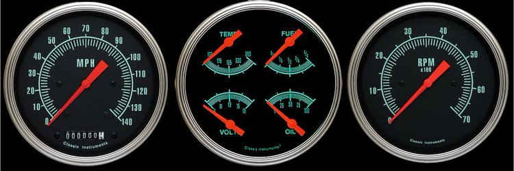 G-Stock Series 3-Gauge Set 4-5/8" Electrical Speedometer (140 mph)
