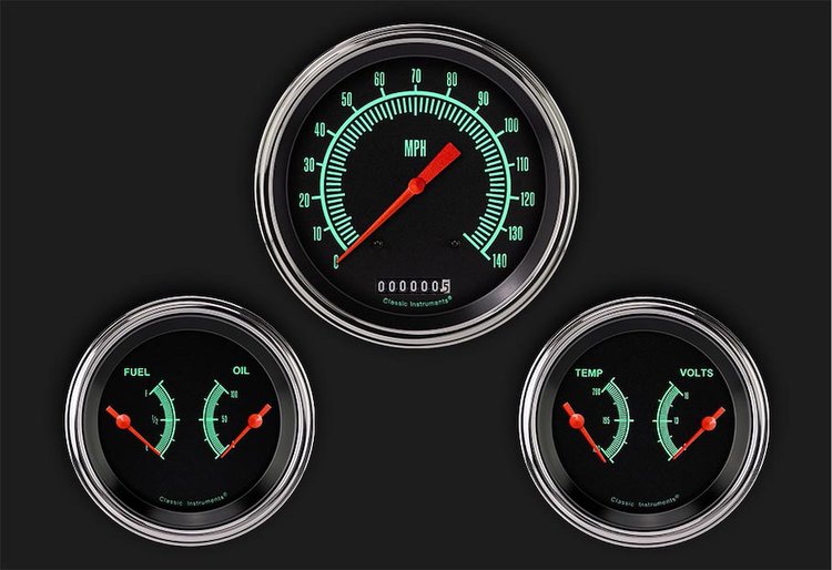 G-Stock Series 3-Gauge Set 4-5/8" Electrical Speedometer (140 mph)