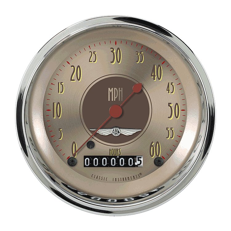 Low Speed Series Speedometer with Hour Meter All American Nickel Style
