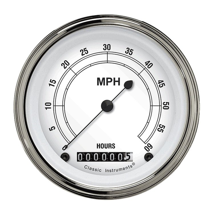 Low Speed Series Speedometer with Hour Meter Classic White Style