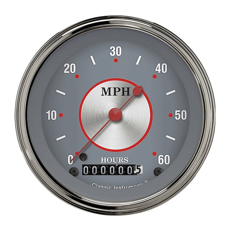 Low Speed Series Speedometer with Hour Meter Silver Style