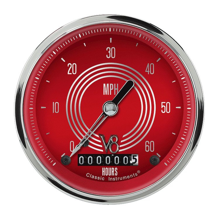 Low Speed Series Speedometer with Hour Meter V8 Red Steelie Style