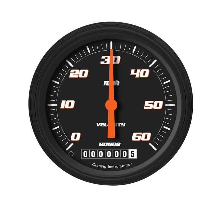 Low Speed Series Speedometer with Hour Meter Velocity Black Style