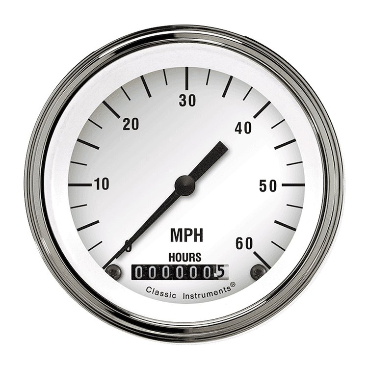 Low Speed Series Speedometer with Hour Meter White Hot Style