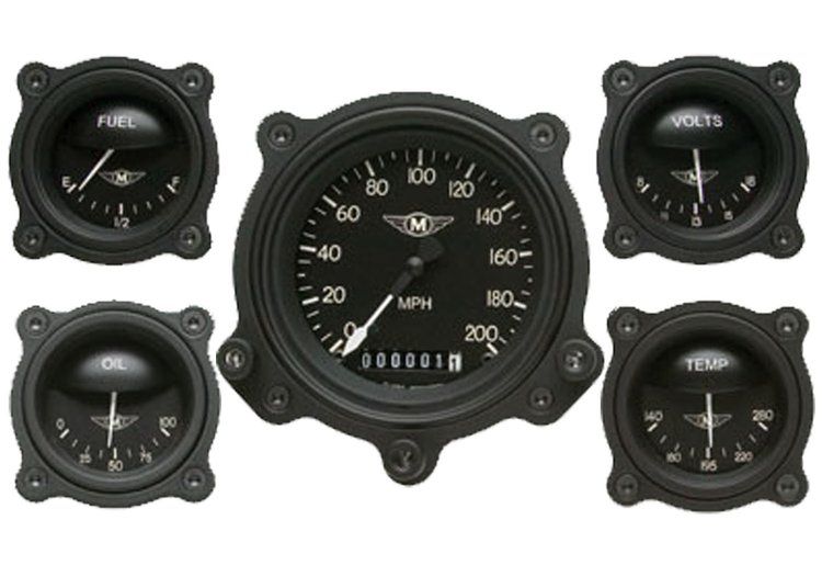 Moal Bomber Series 5-Gauge Set 3-3/8 in. Electrical Speedometer (200 MPH)