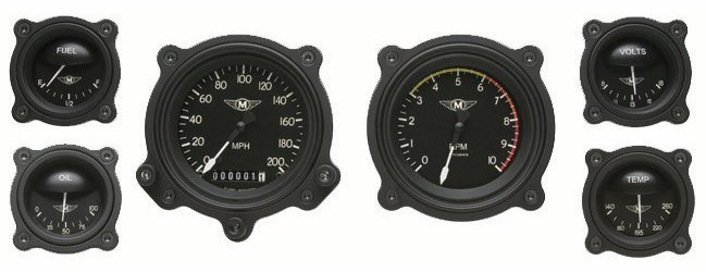 Moal Bomber Series 6-Gauge Set 3-3/8" Elec Speedometer (140 mph)