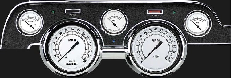 Classic White Series Instrument Package (Standard Black Housing) 1967-68 Mustang Includes: