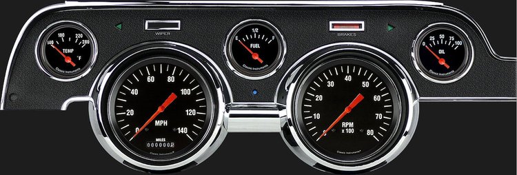 Hot Rod Series Instrument Package (Standard Black Housing) 1967-68 Mustang Includes:
