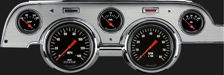Hot Rod Series Instrument Package (Brushed Aluminum Housing) 1967-68 Mustang Includes: