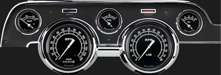Traditional Series Instrument Package (Standard Black Housing) 1967-68 Mustang Includes: