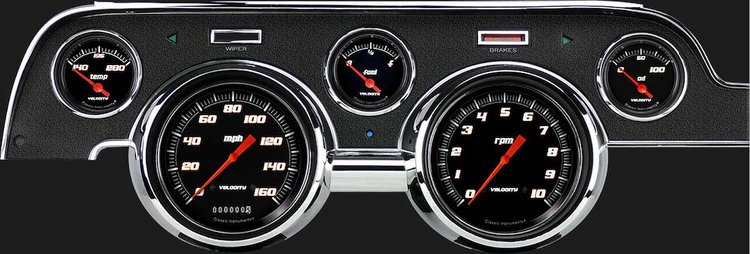 Velocity Series Black Instrument Package (Standard Black Housing) 1967-68 Mustang Includes: