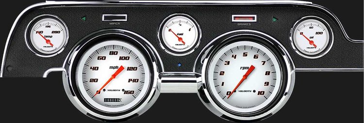 Velocity Series White Instrument Package (Standard Black Housing) 1967-68 Mustang Includes: