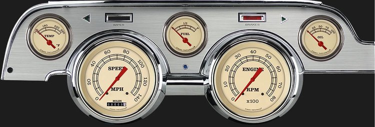 Vintage Series Instrument Package (Brushed Aluminum Housing) 1967-68 Mustang Includes: