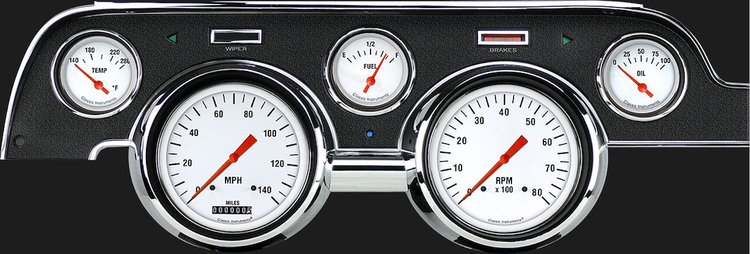White Hot Series Instrument Package (Standard Black Housing) 1967-68 Mustang Includes: