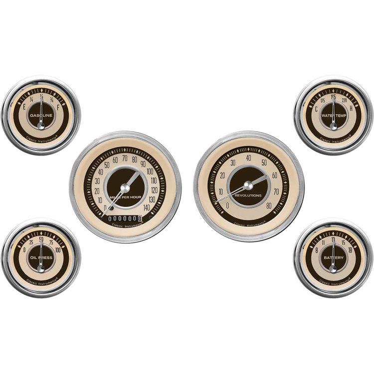 Nostalgia VT Series 6-Gauge Set 3-3/8" Speedometer (140 mph)