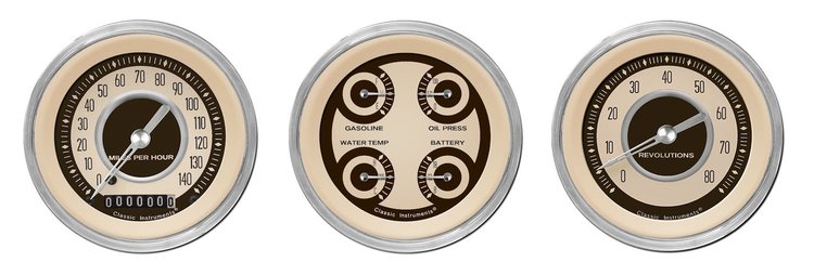 Nostalgia VT Series 3-Gauge Set 3-3/8" Electrical Speedometer (140 mph)