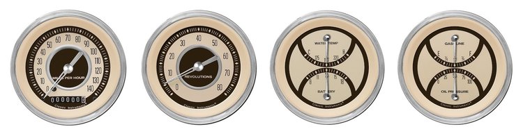 Nostalgia VT Series 4-Gauge Set 3-3/8" Electrical Speedometer (140 mph)