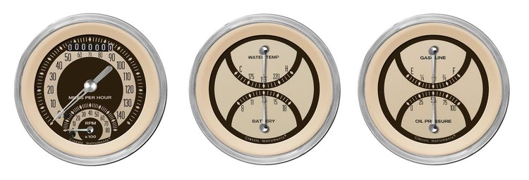 Nostalgia VT Series 3-Gauge Set 3-3/8" Electrical Ultimate Speedometer (140 mph)