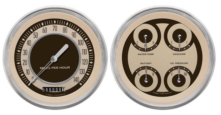 Nostalgia VT Series 2-Gauge Set 4-5/8" Electrical Speedometer (140 mph)