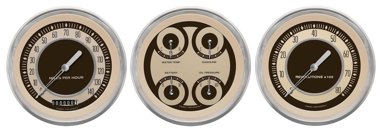 Nostalgia VT Series 3-Gauge Set 4-5/8" Electrical Speedometer (140 mph)
