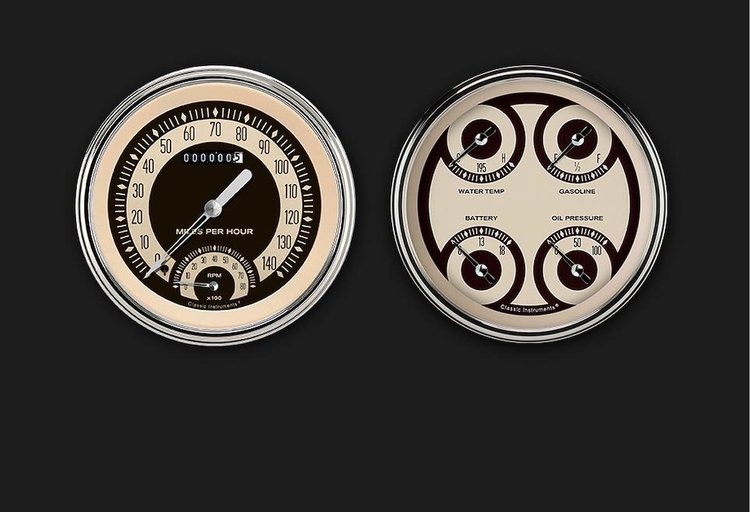Nostalgia VT Series 2-Gauge Set 4-5/8" Electrical Speedtachular Gauge