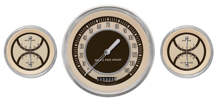 Nostalgia VT Series 3-Gauge Set 4-5/8" Electrical Speedometer (140 mph)