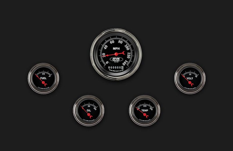 So-Cal Series 5-Gauge Set 3-3/8" Electrical Speedometer (140 mph)
