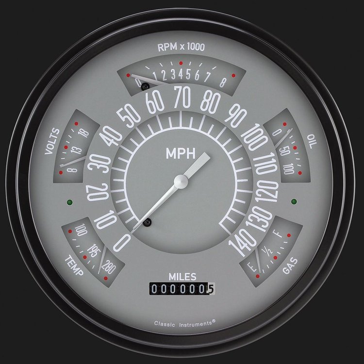 Universal Six Pack Instrument Cluster Gray Face
