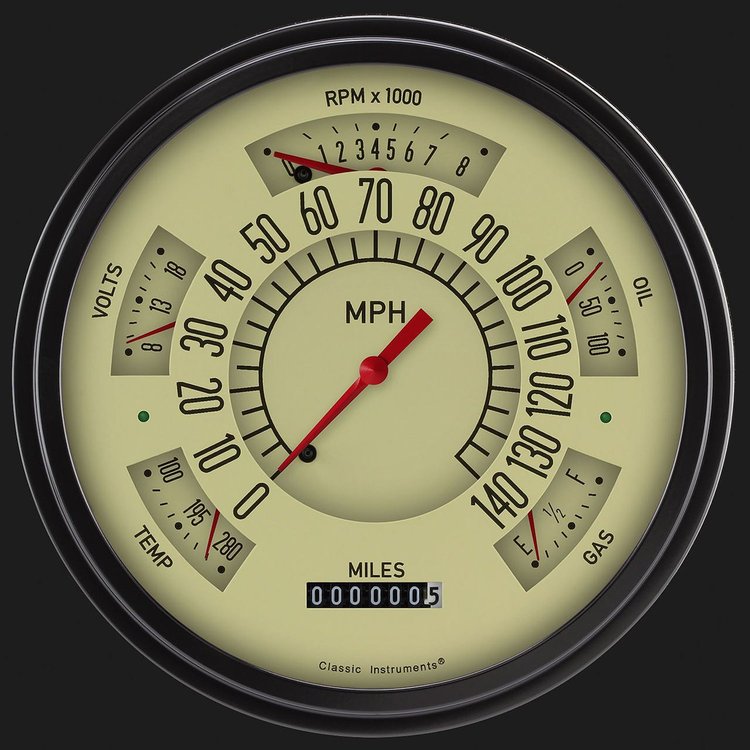 Universal Six Pack Instrument Cluster Tan Face