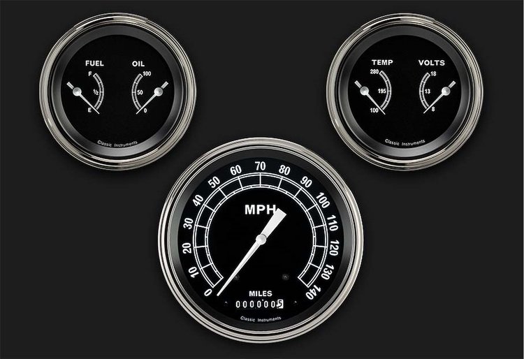 Traditional Series 3-Gauge Set 4-5/8" Electrical Speedometer (140 mph)