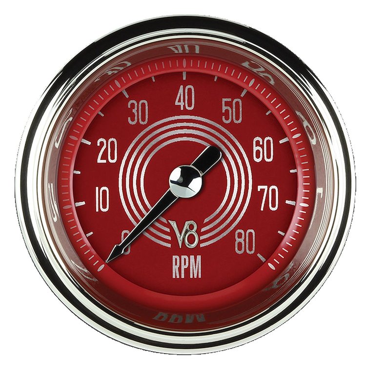 V8 RED STEELIE 2 TACHOMETER FULL SWEEP