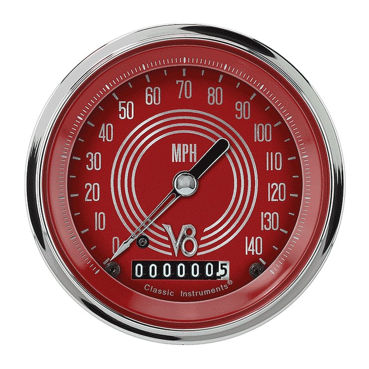 V8 Red Steelie Series Speedometer 3-3/8" Electrical