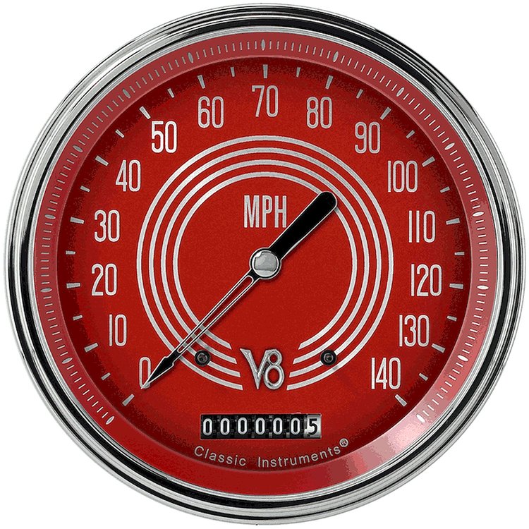 V8 Red Steelie Series Speedometer 4-5/8" Electrical