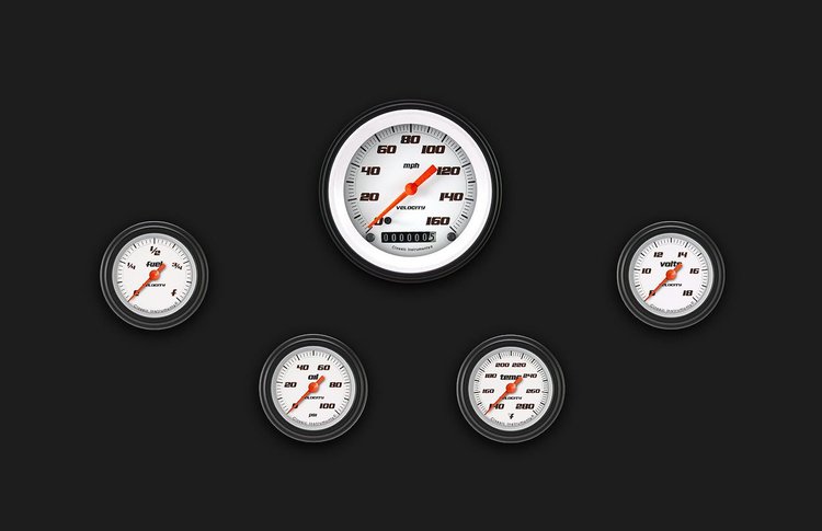 VS100WBLF Velocity White Five Gauge Set 100