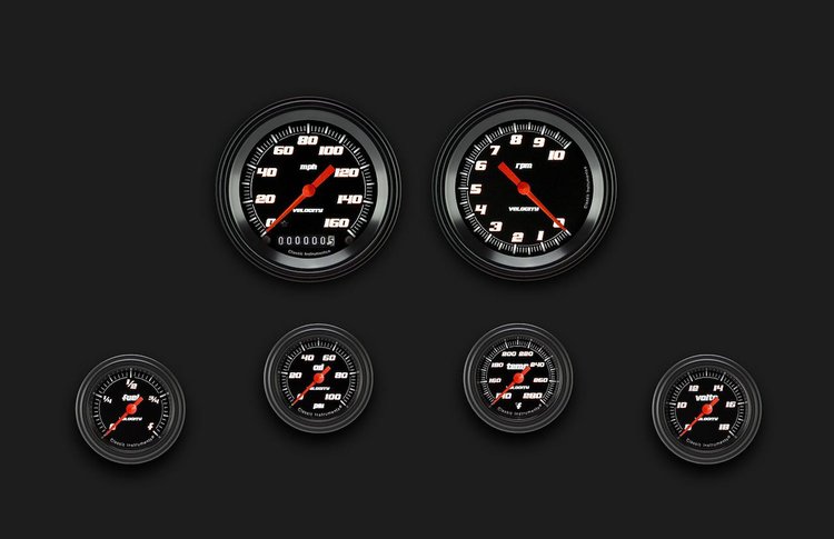 VS101BBLF Velocity Black Six Gauge Set 101