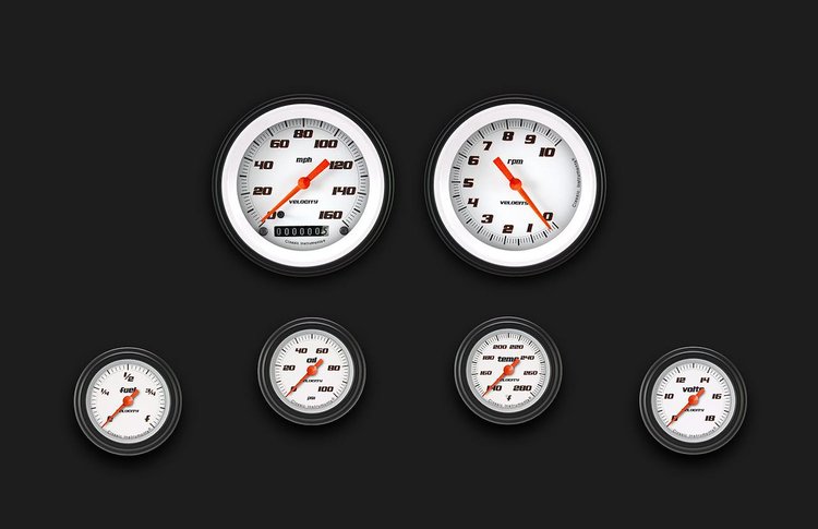 VS101WBLF Velocity White Six Gauge Set 101