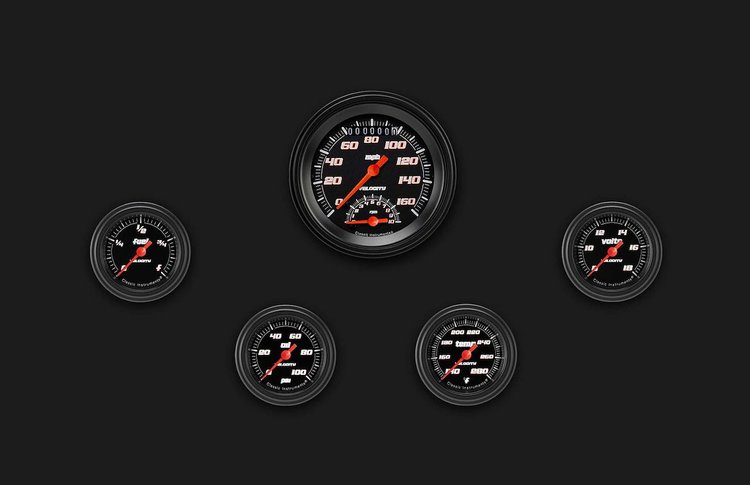 VS135BBLF Velocity Black Five Gauge Set 135