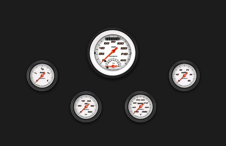 VS135WBLF Velocity White Five Gauge Set 135