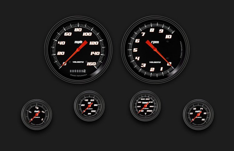 VS151BBLF Velocity Black Six Gauge Set 151