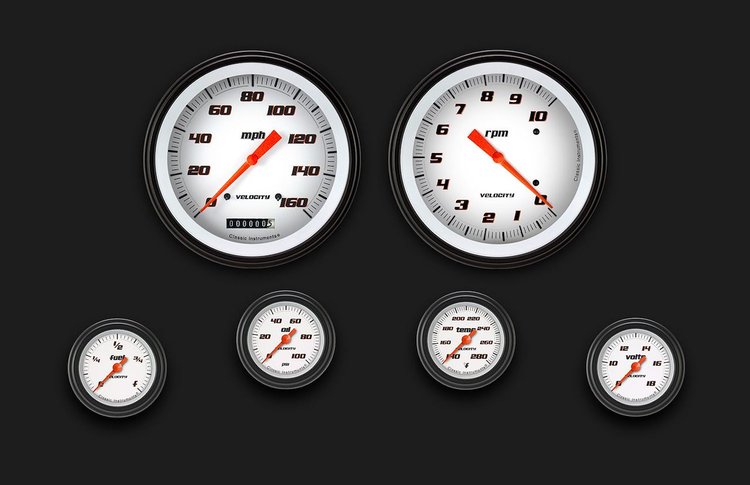 VS151WBLF Velocity White Six Gauge Set 151