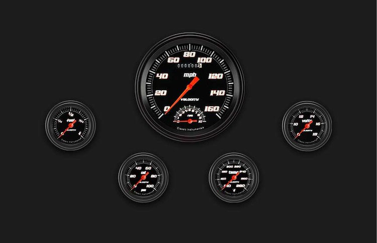 VS165BBLF Velocity Black Five Gauge Set 165