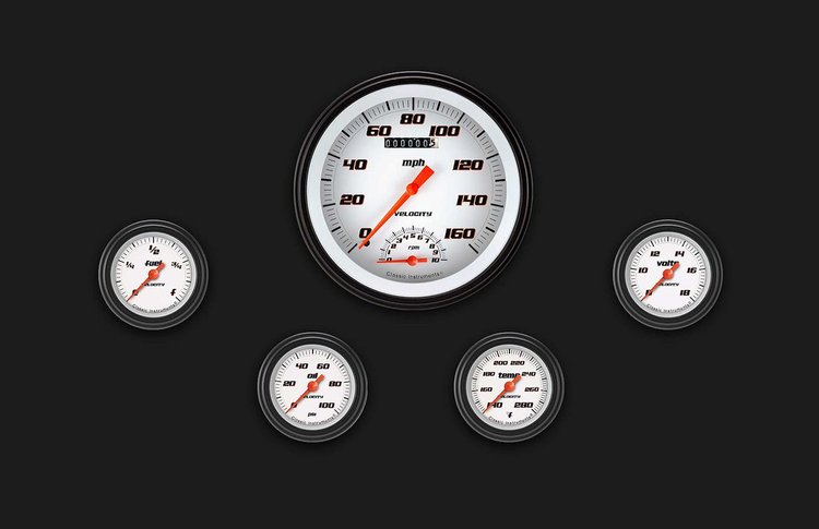 VS165WBLF Velocity White Five Gauge Set 165