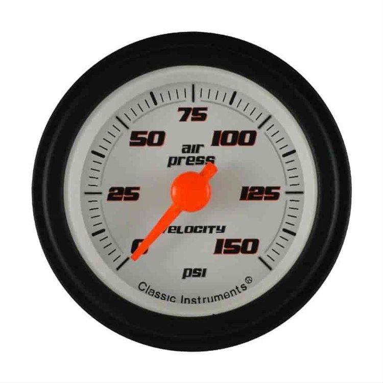 Velocity Series White Air Pressure Gauge 2-1/8" Mechanical