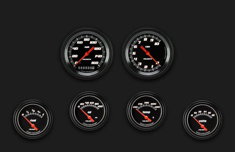 VS201BBLF Velocity Black Six Gauge Set 201
