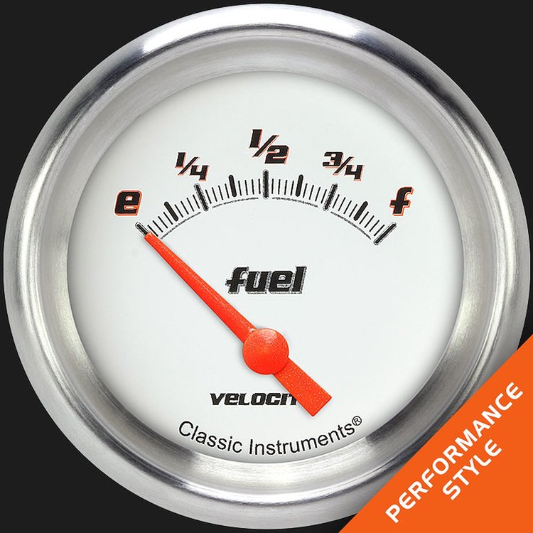 VS211WAPF Velocity White 2 5/8in. Fuel Gauge, 75-10 Ohm