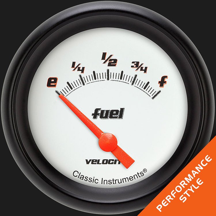 VS212WBPF Velocity White 2 5/8in. Fuel Gauge, 0-90 Ohm
